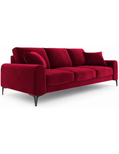 Larnite 3-personers sofa i velour B222 cm – Sort/Rød