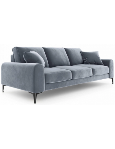 Larnite 3-personers sofa i velour B222 cm – Sort/Lyseblå