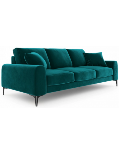 Larnite 3-personers sofa i velour B222 cm – Sort/Turkis