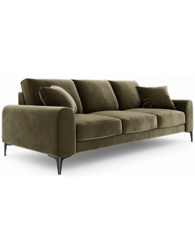 Larnite 3-personers sofa i velour B222 cm – Sort/Grøn