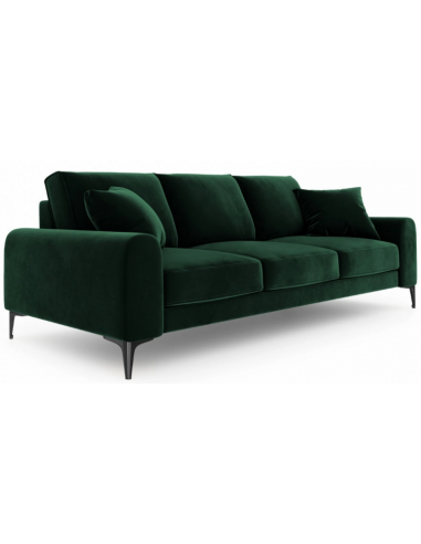 Larnite 3-personers sofa i velour B222 cm – Sort/Flaskegrøn