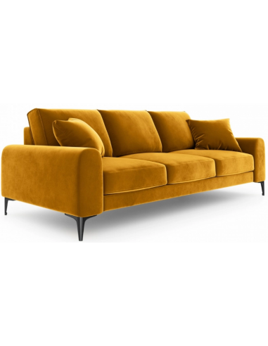 Larnite 3-personers sofa i velour B222 cm – Sort/Gul