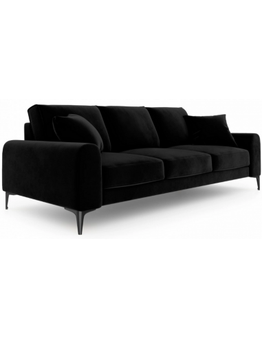 Larnite 3-personers sofa i velour B222 cm – Sort/Sort