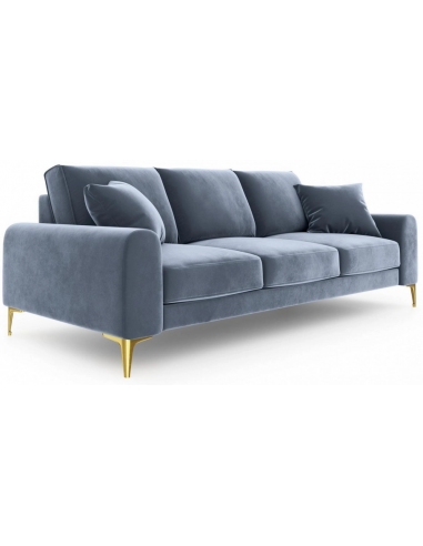 Billede af Larnite 4-personers sofa i velour B237 cm - Guld/Lyseblå