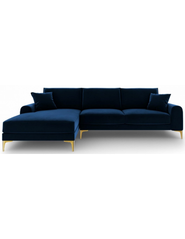 Billede af Larnite Chaiselong sofa i velour venstrevendt B254 x D182 cm - Guld/Blå