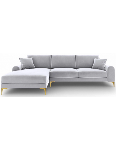 Billede af Larnite Chaiselong sofa i velour venstrevendt B254 x D182 cm - Guld/Sølvgrå
