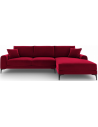 Larnite Chaiselong sofa i velour højrevendt B254 x D182 cm - Sort/Rød