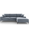 Larnite Chaiselong sofa i velour højrevendt B254 x D182 cm - Sort/Lyseblå