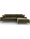 Larnite Chaiselong sofa i velour højrevendt B254 x D182 cm - Sort/Grøn