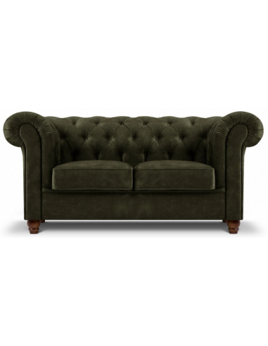 Lapis 2-personers sofa i bøgetræ og velour B170 cm – Brun/Mørkegrøn
