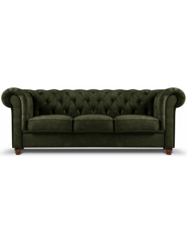 Lapis 3-personers sofa i bøgetræ og velour B224 cm – Brun/Mørkegrøn