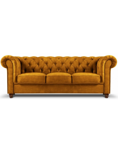 Lapis 3-personers sofa i bøgetræ og velour B224 cm – Brun/Gul