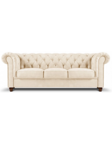 Lapis 3-personers sofa i bøgetræ og velour B224 cm – Brun/Lys beige