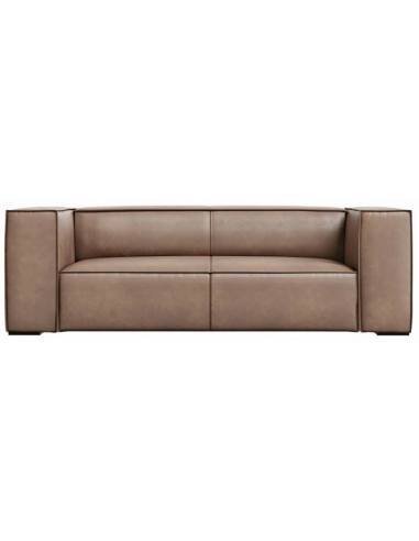 Agawa 2-personers sofa i læder B211 cm – Sort/Mørk beige