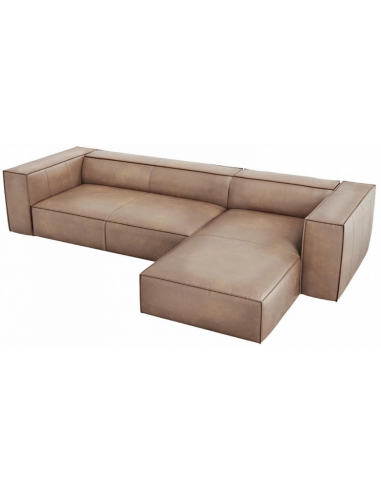 USA Glorious Bliv oppe Agawa Chaiselong sofa i læder højrevendt B290 x D173 cm - Sort/Mørk beige