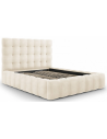 Mamaia sengeramme i velour med sengegavl 140 x 200 cm - Sort/Lys beige