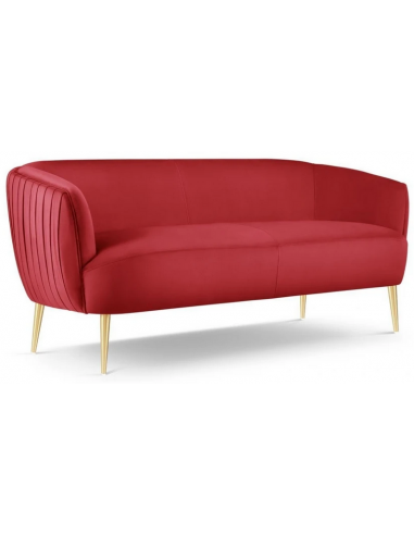 Moss 3-personers sofa i metal og velour B179 cm – Guld/Rød