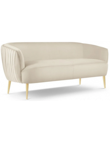 Moss 3-personers sofa i metal og velour B179 cm – Guld/Lys beige