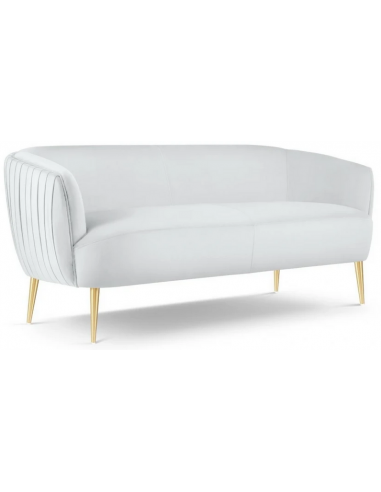 Moss 3-personers sofa i metal og velour B179 cm – Guld/Lysegrå