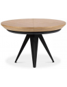 Toni rundt spisebord med udtræk i metal og egetræsfinér Ø120 - 220 x 120 cm - Sort/Eg