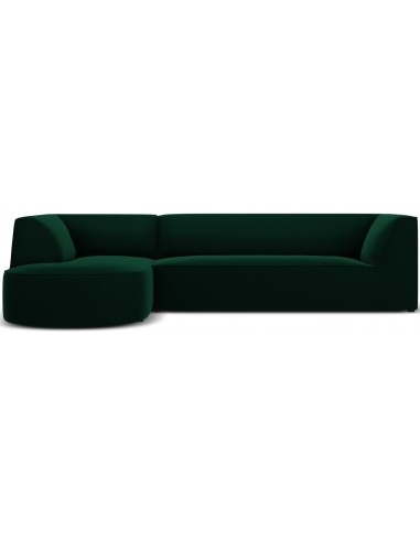 Ruby chaiselong sofa venstrevendt i velour B273 x D180 cm - Flaskegrøn