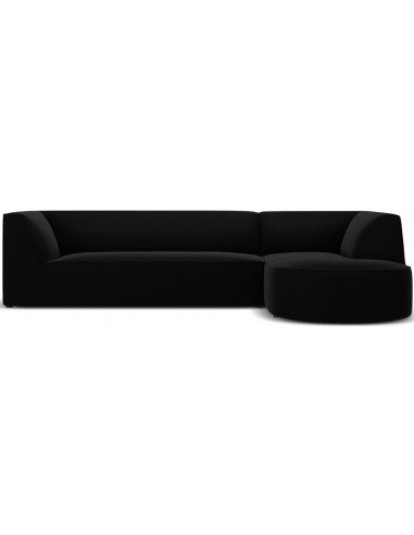 Ruby chaiselong sofa højrevendt i velour B273 x D180 cm - Sort