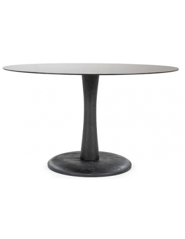 Se Boogie rundt spisebord i mangotræ og glas Ø130 cm - Rustik sort/Sortnet hos Lepong.dk