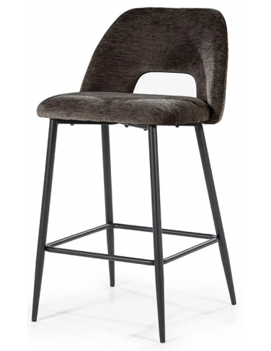 Billede af Esmee barstol i metal og polyester H91,5 cm - Sort/Brun meleret