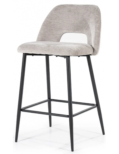 Billede af Esmee barstol i metal og polyester H91,5 cm - Sort/Beige meleret