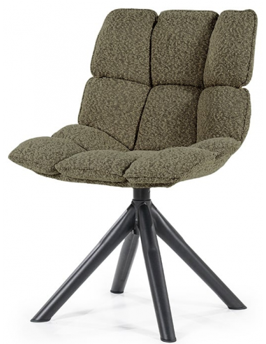 Dani rotérbar spisebordsstol i metal og polyester H93 cm - Sort/Grøn