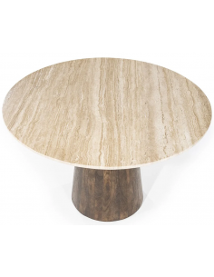 Rundt spisebord marmor travertin sten 130 2