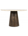 Aikin rundt spisebord i mangotræ og travertin Ø130 cm - Rustik brun/Travertin