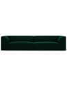 Ruby 4-personers sofa i velour B302 x D92 cm - Sort/Flaskegrøn
