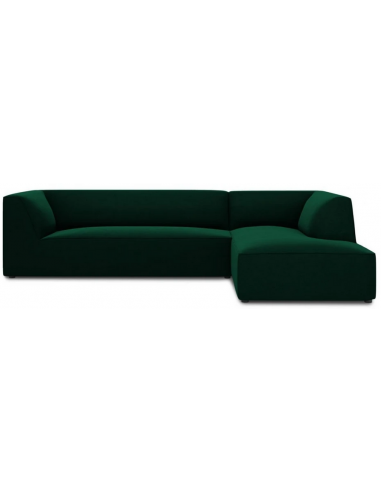 Ruby chaiselong sofa højrevendt i velour B273 x D180 cm - Sort/Flaskegrøn