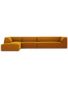 Ruby chaiselong sofa venstrevendt i velour B366 x D180 cm - Sort/Gul