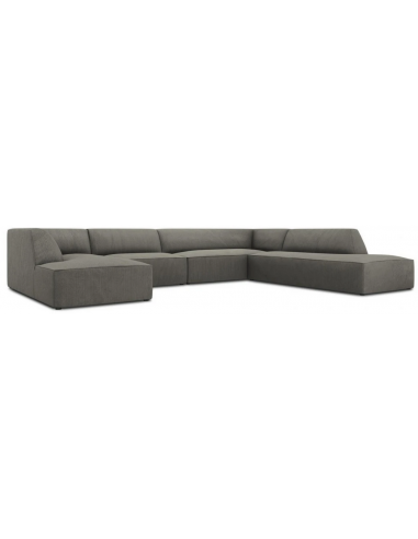 Billede af Ruby U-Sofa højrevendt i corduroy B366 x D180 - 273 cm - Sort/Lysegrå