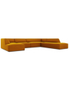 Ruby U-Sofa højrevendt i velour B366 x D180 - 273 cm - Sort/Gul