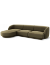 Miley venstrevendt chaiselong sofa i velour B259 x D155 cm - Grøn