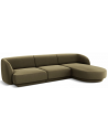 Miley højrevendt chaiselong sofa i velour B259 x D155 cm - Grøn