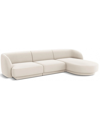 Miley højrevendt chaiselong sofa i velour B259 x D155 cm - Lys beige