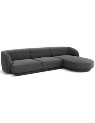 Miley højrevendt chaiselong sofa i velour B259 x D155 cm - Grå