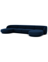 Miley U-sofa i velour B334 x D155 cm - Blå