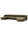 Miley U-sofa i velour B334 x D155 cm - Grøn