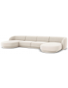 Miley U-sofa i velour B334 x D155 cm - Lys beige