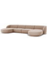 Miley U-sofa i velour B334 x D155 cm - Cappucino