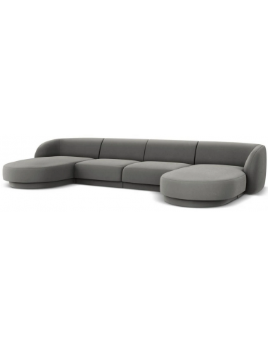 Se Miley U-sofa i velour B334 x D155 cm - Lysegrå hos Lepong.dk