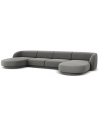 Miley U-sofa i velour B334 x D155 cm - Lysegrå