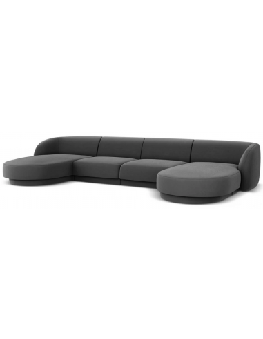 Miley U-sofa i velour B334 x D155 cm - Grå