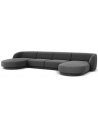 Miley U-sofa i velour B334 x D155 cm - Grå