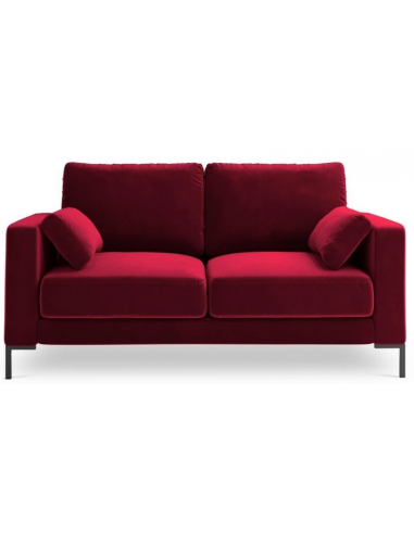 Jade 2-personers sofa i metal og velour B158 x D92 cm – Sort/Rød